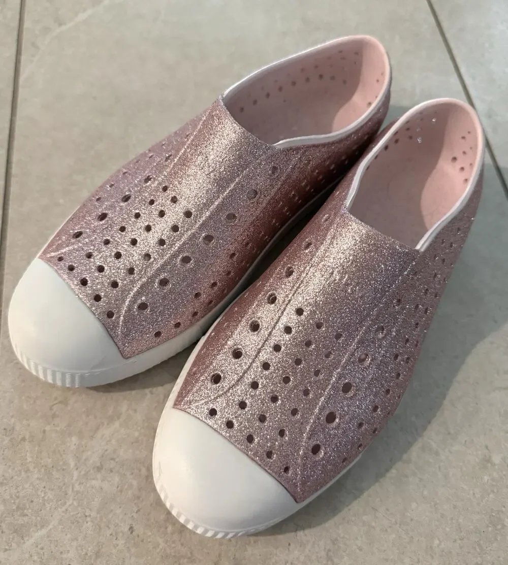 Native Shoes Jefferson Bling Glitter Slip-On Sneakers Water Shoes Sz 4 Kid J4